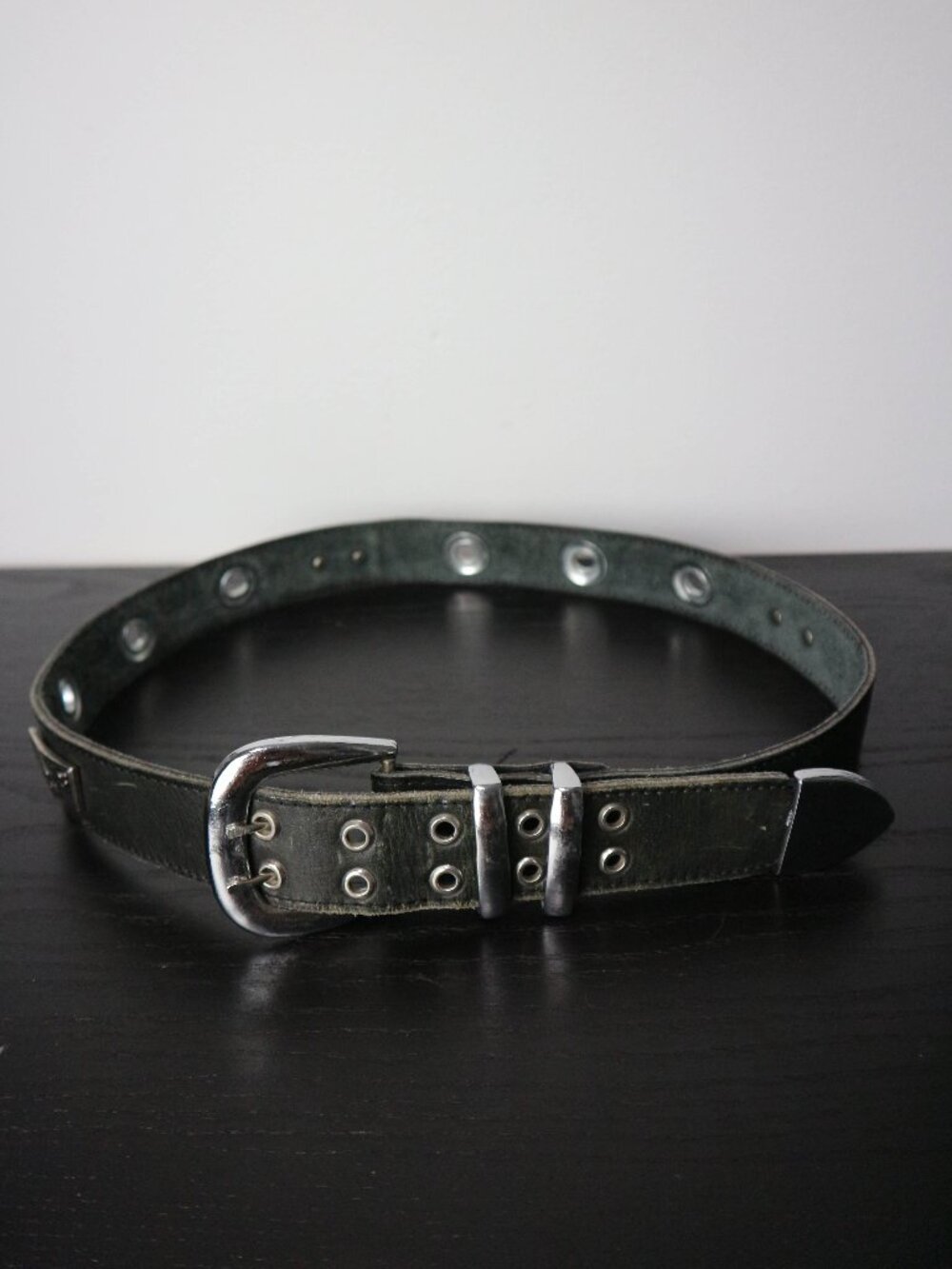 Levi's 501 Vintage Silverwear Hardware BLack Leather Belt 41" Total Length